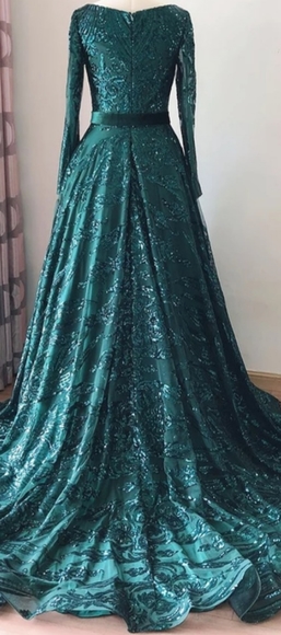 Royal Emerald lace sequin gown - Picture 5 of 7